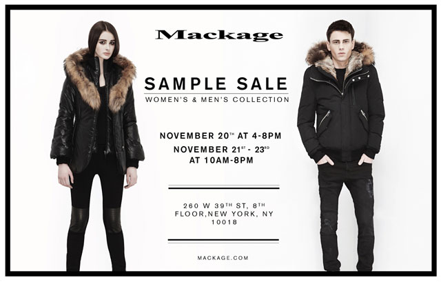 mackage sample sale 2023