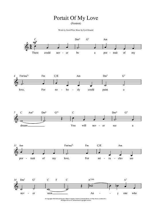 portrait of my love chords