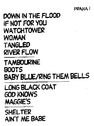 setlist bob dylan