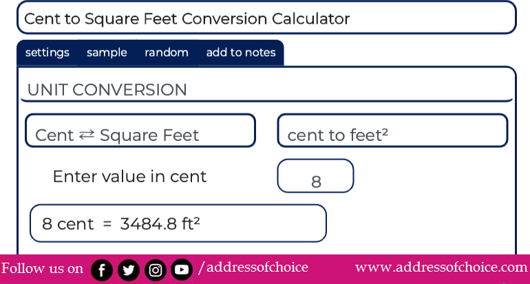 sq ft into cents