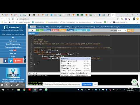 java online compiler with scanner