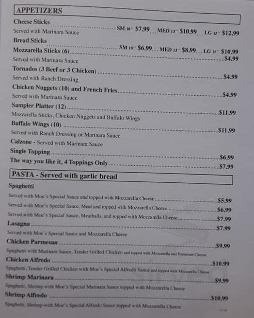 moes pizza white oak menu