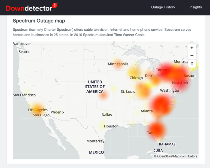 spectrum wifi outages map