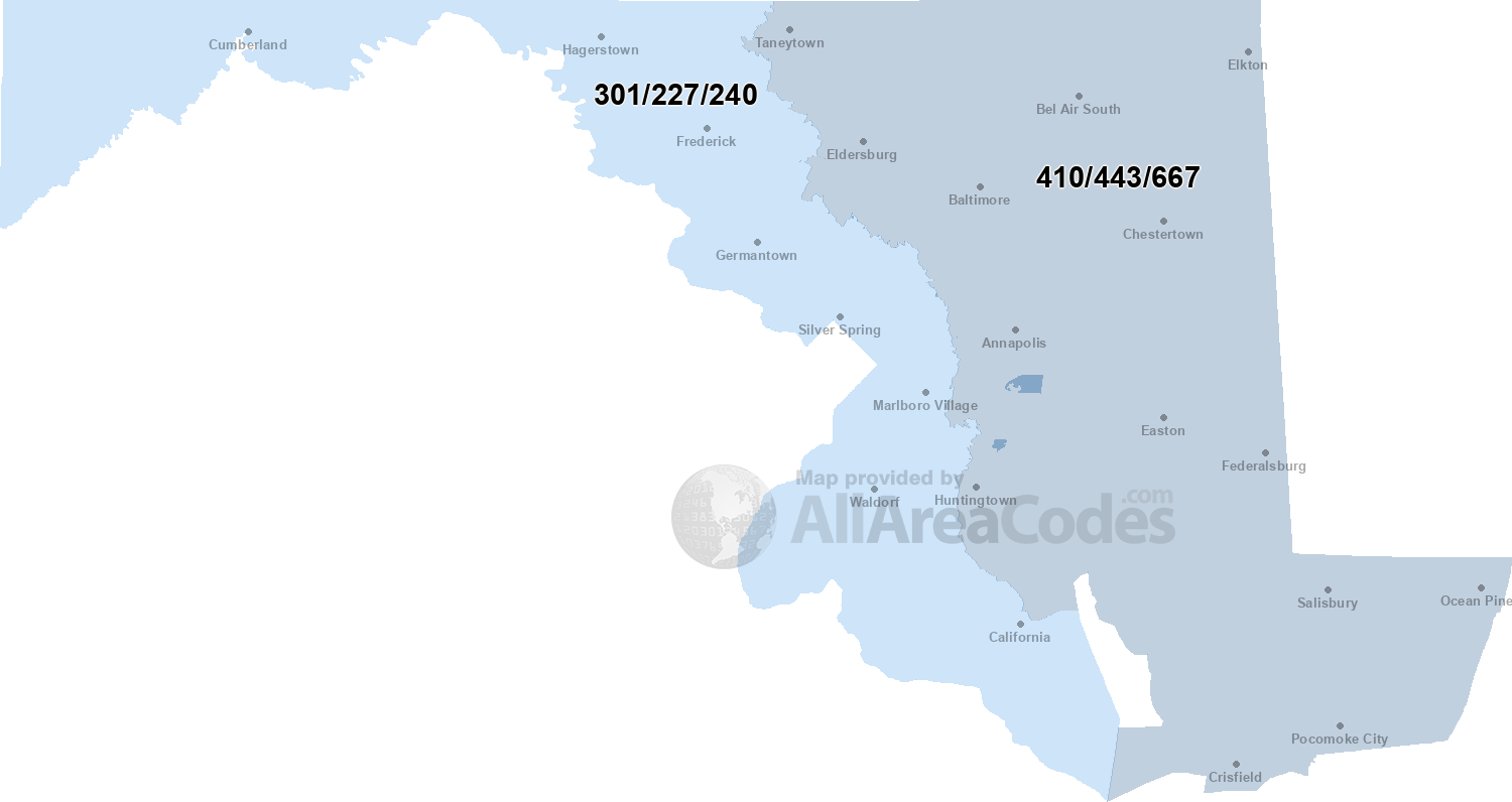 maryland area code 301