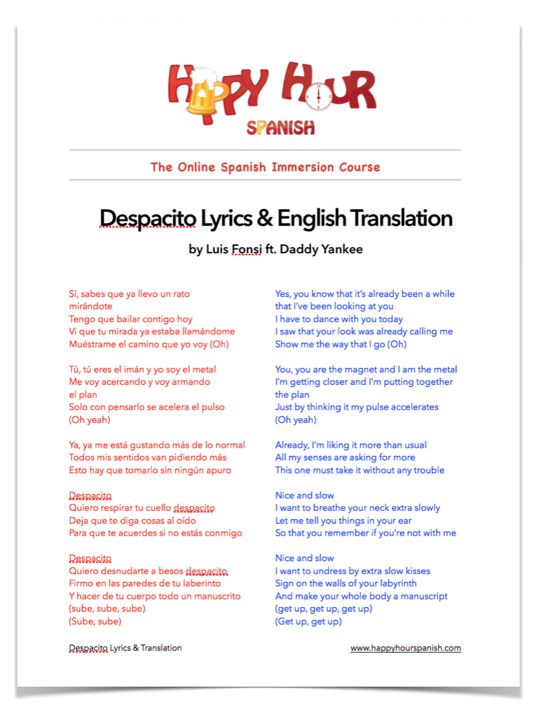 english words to song despacito