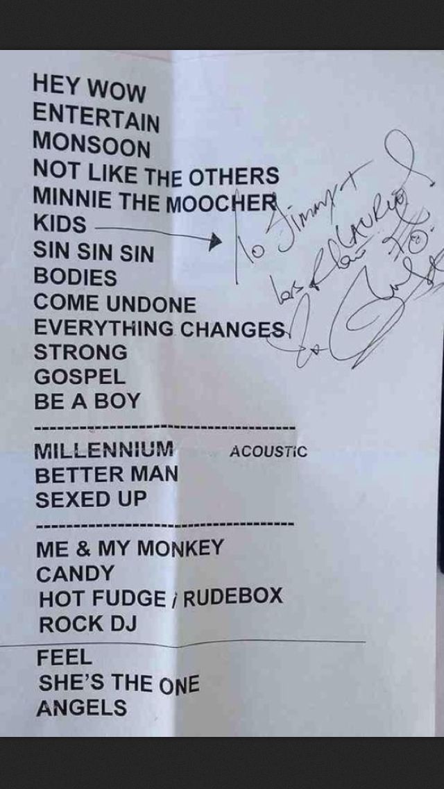 robbie williams setlist