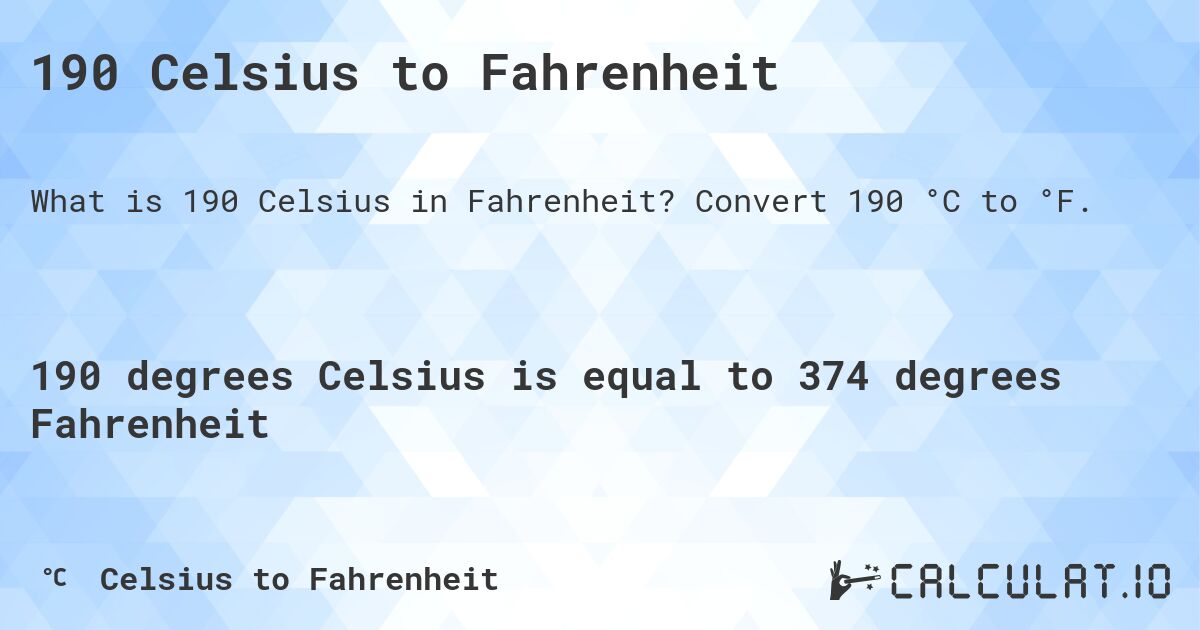 conversion 190 celsius fahrenheit