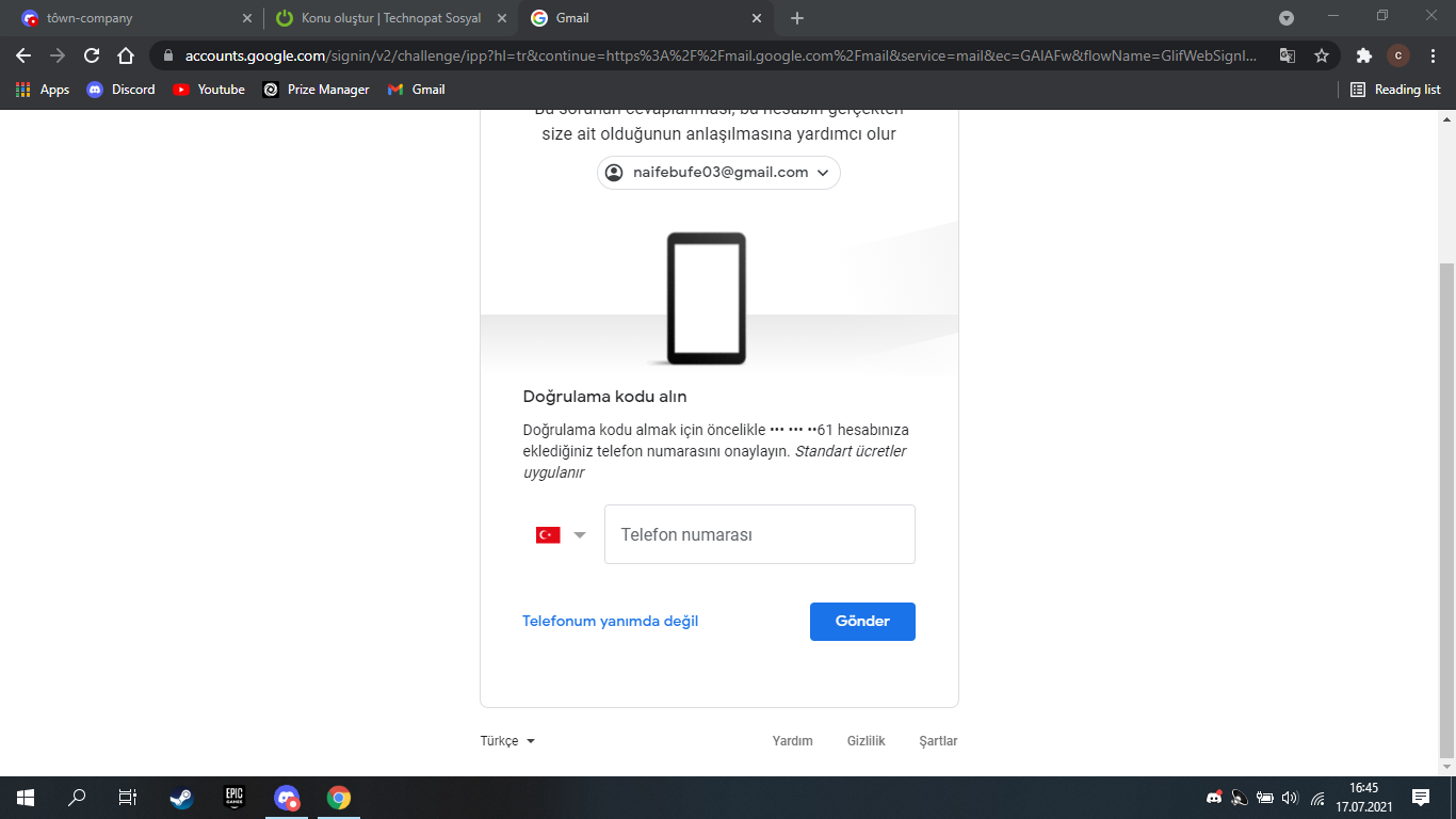 hesabım çalındı gmail