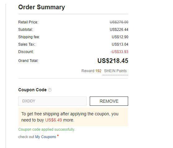 coupon code shein canada