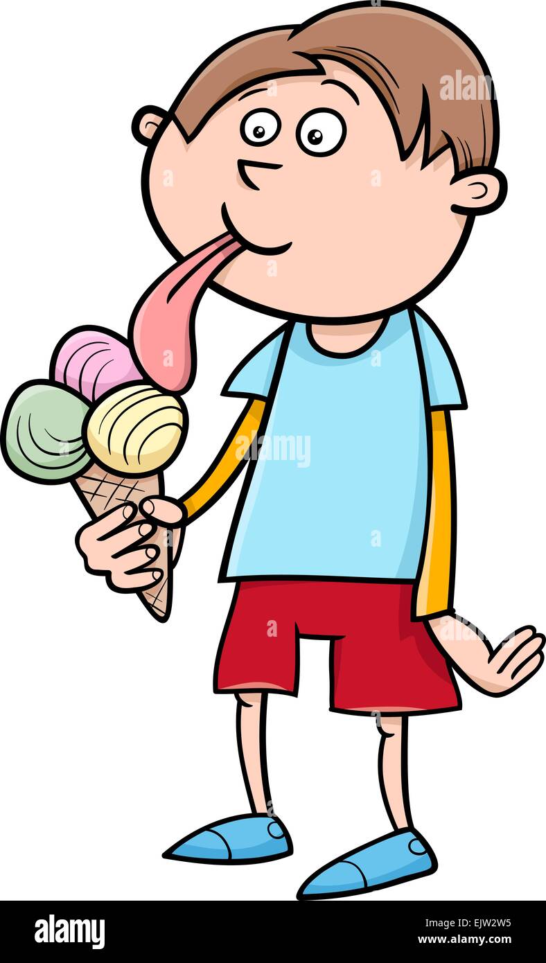 cartoon boy eating ice cream