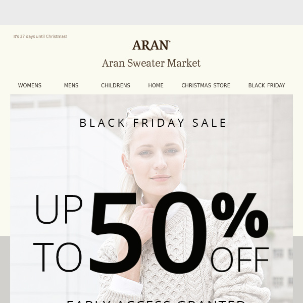 aran sweater market discount code