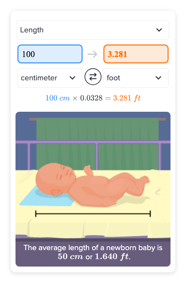 how many feet is 100 cm