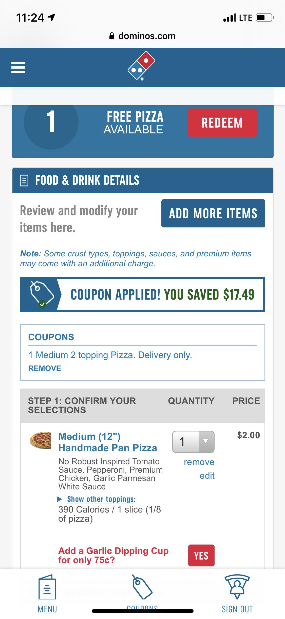 dominos pizza coupon code