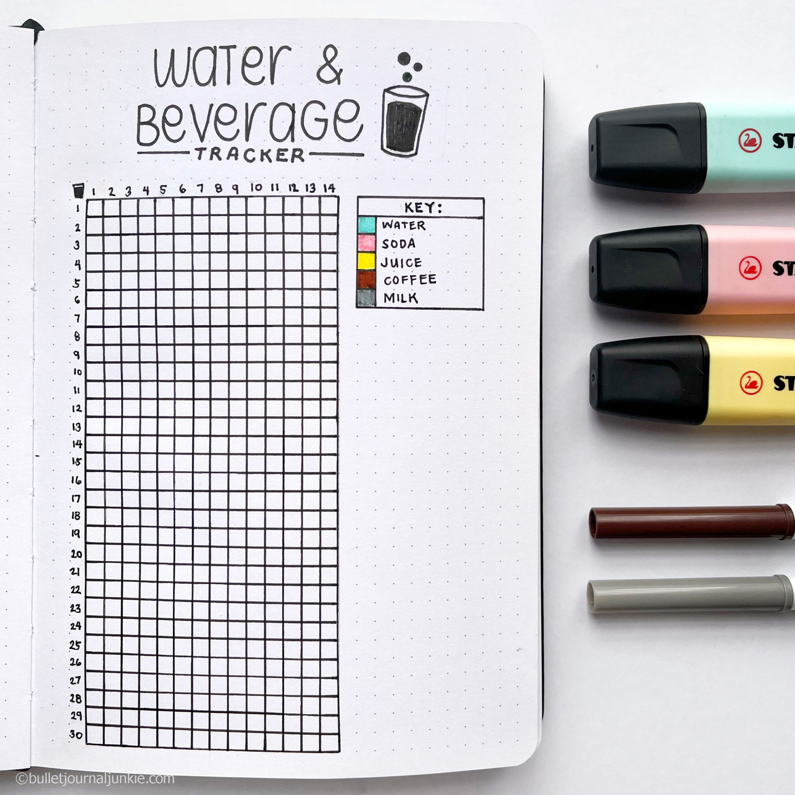 water tracker bullet journal