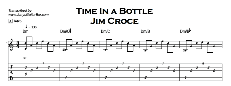 guitar chords time in a bottle