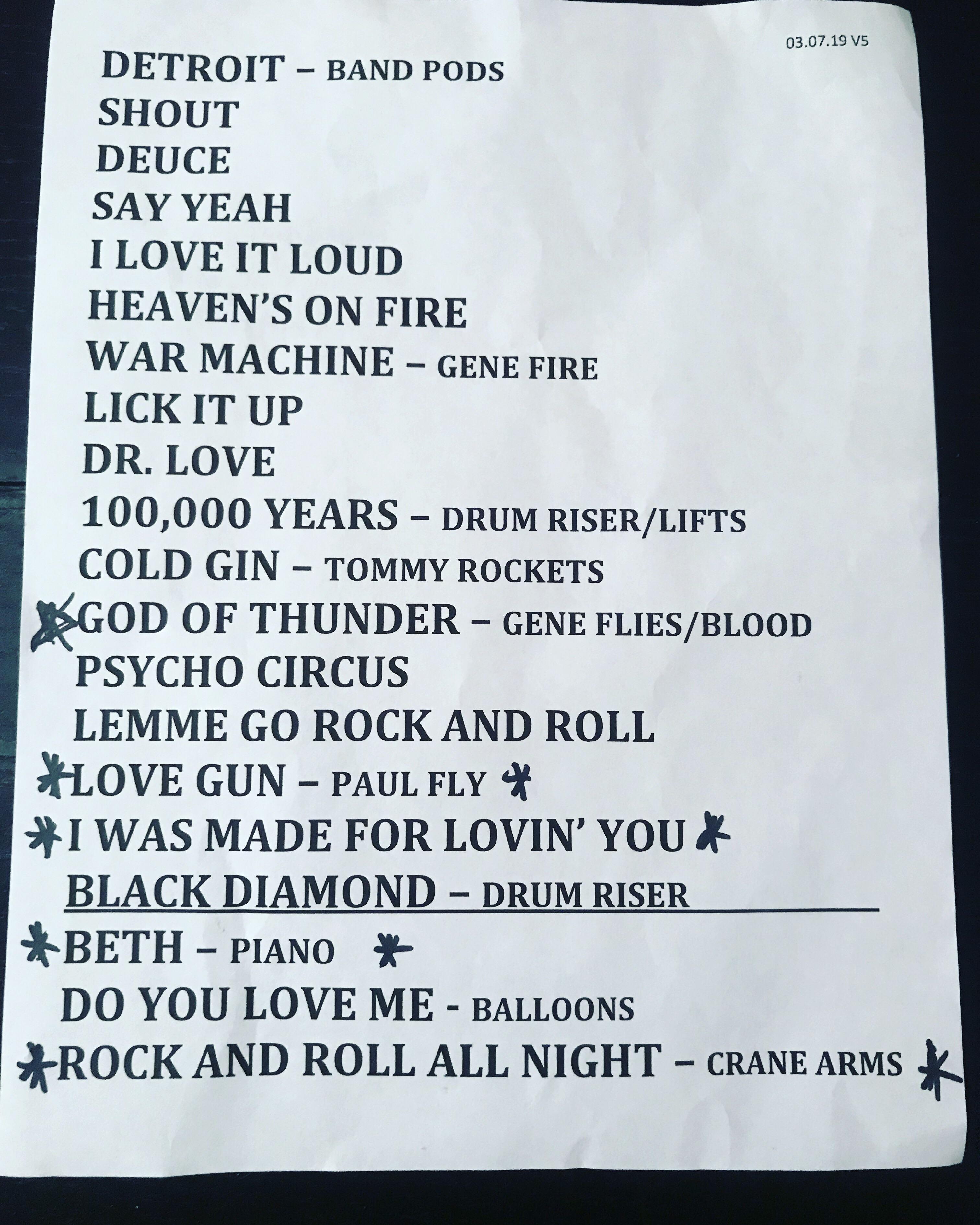 setlist kiss end of the road 2023