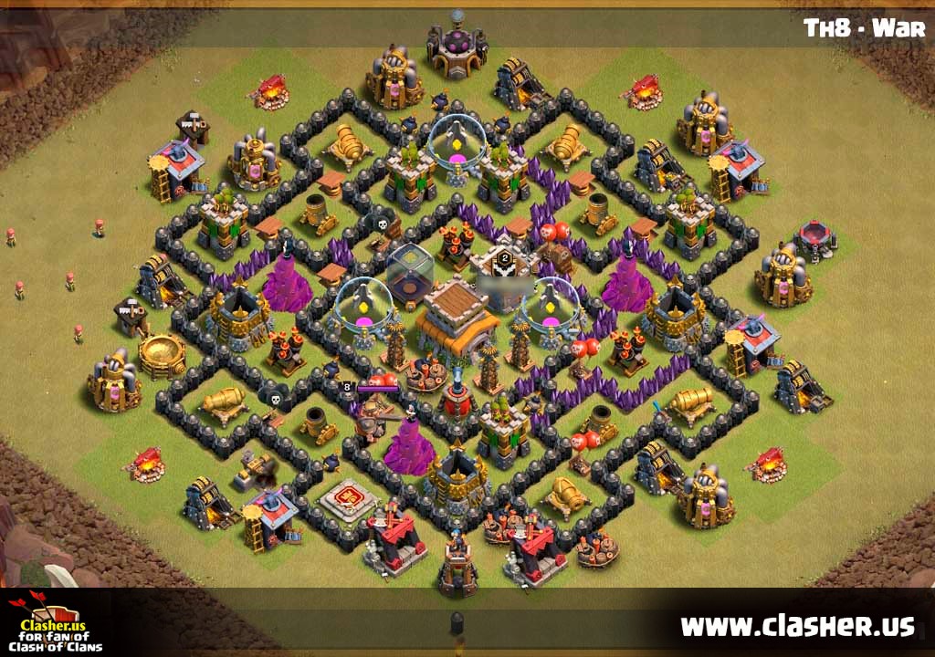 clash of clans layout th8 war