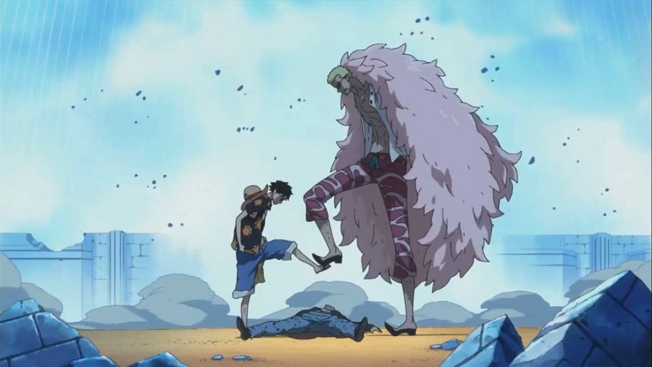 what episode does luffy fight doflamingo