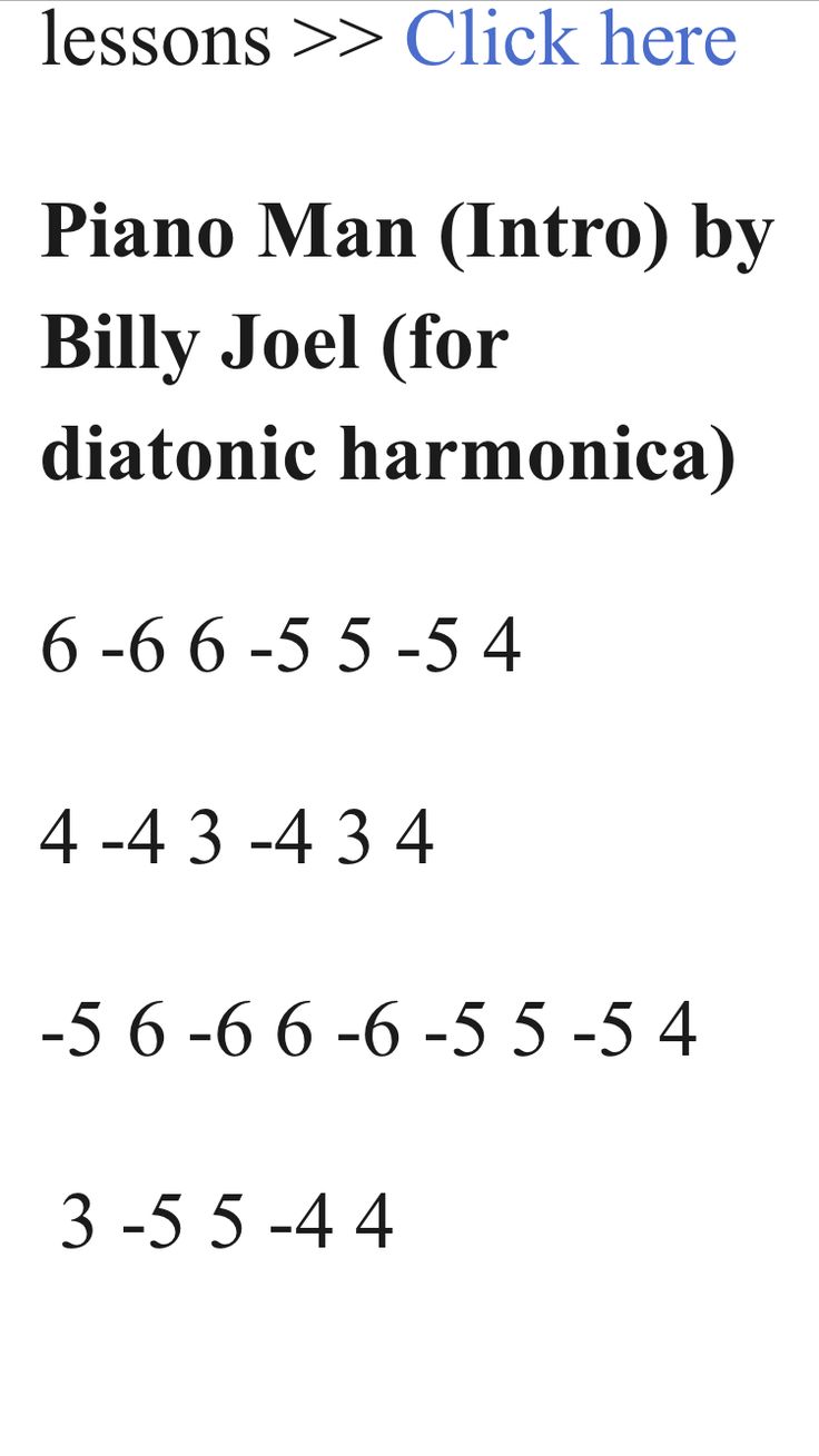 piano man harmonica tabs