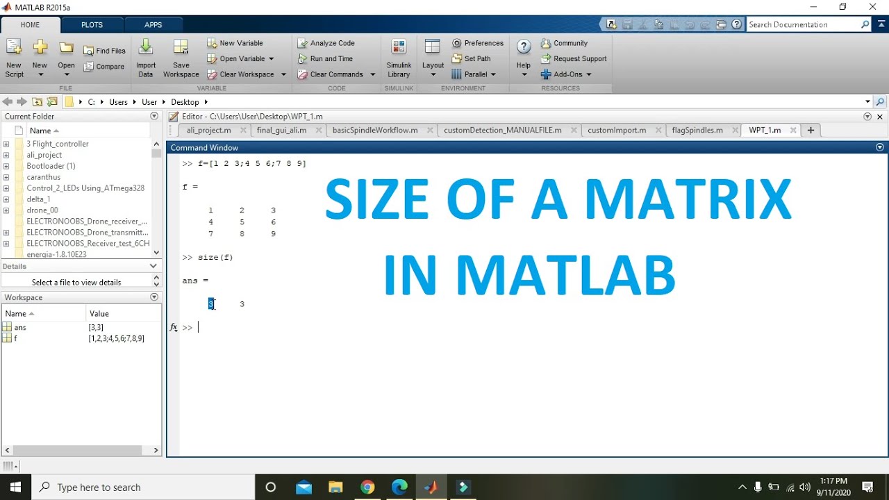 matlab width of matrix