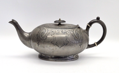 victorian pewter teapot