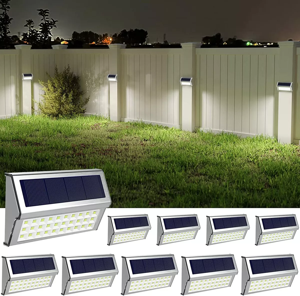 10 pack solar fence lights