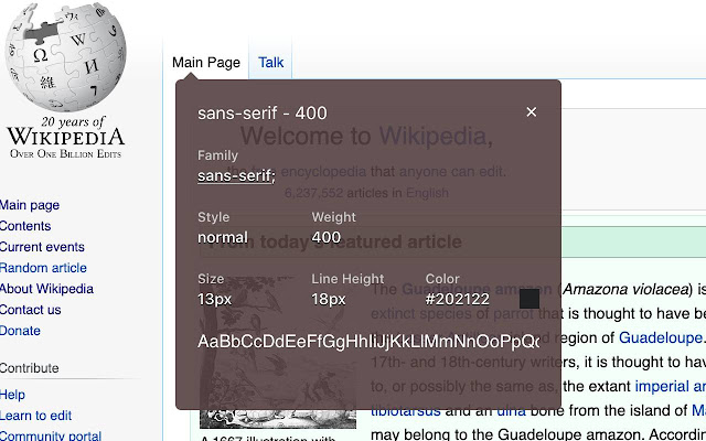 whatfont google chrome