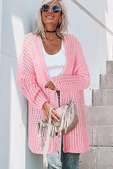 long pink cardigan sweater