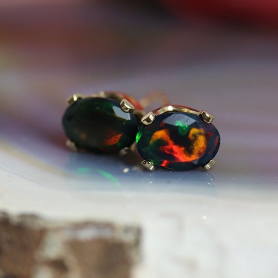 natural opal stud earrings