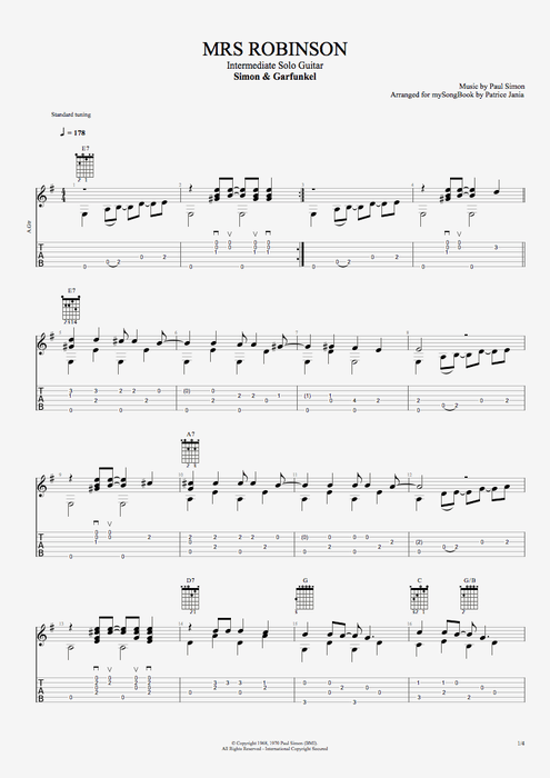 mrs robinson guitar tab