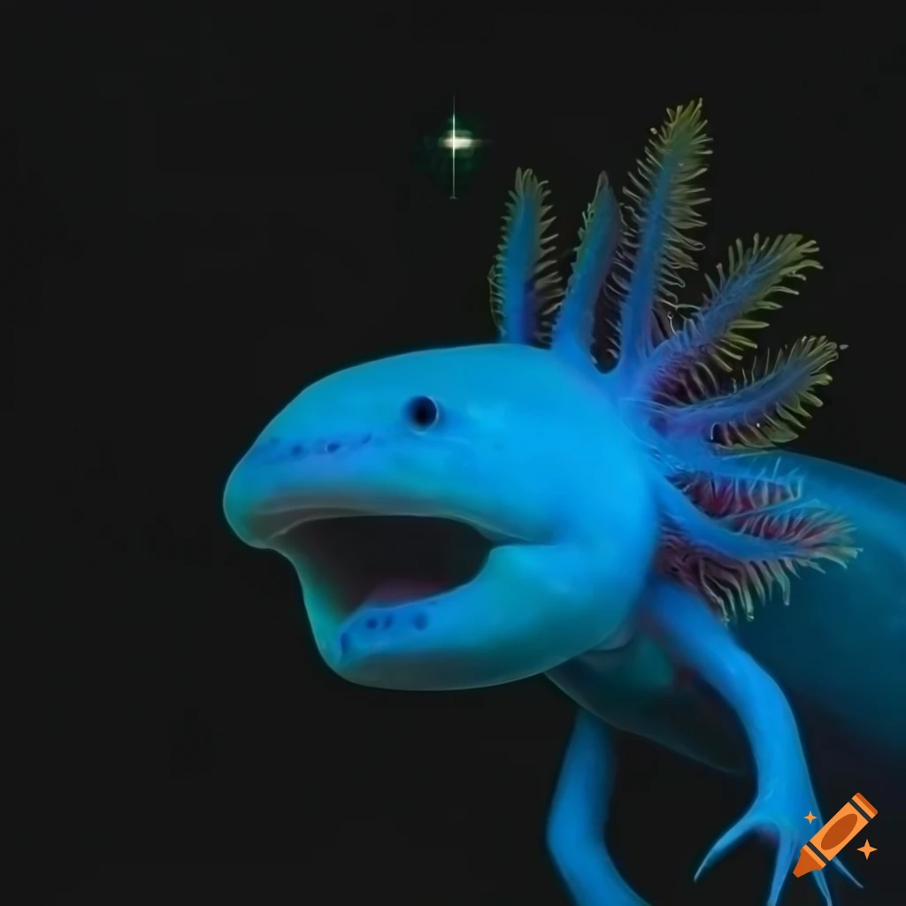 blue neon axolotl