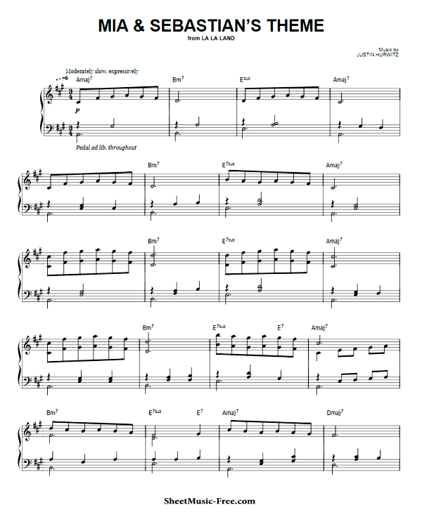 mia & sebastians theme piano sheet music