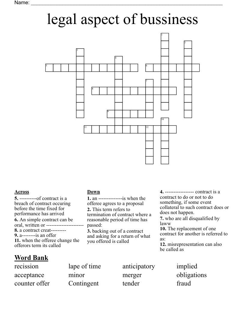 termination of a contract period crossword