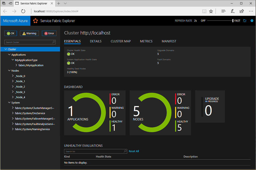 service fabric local cluster manager download