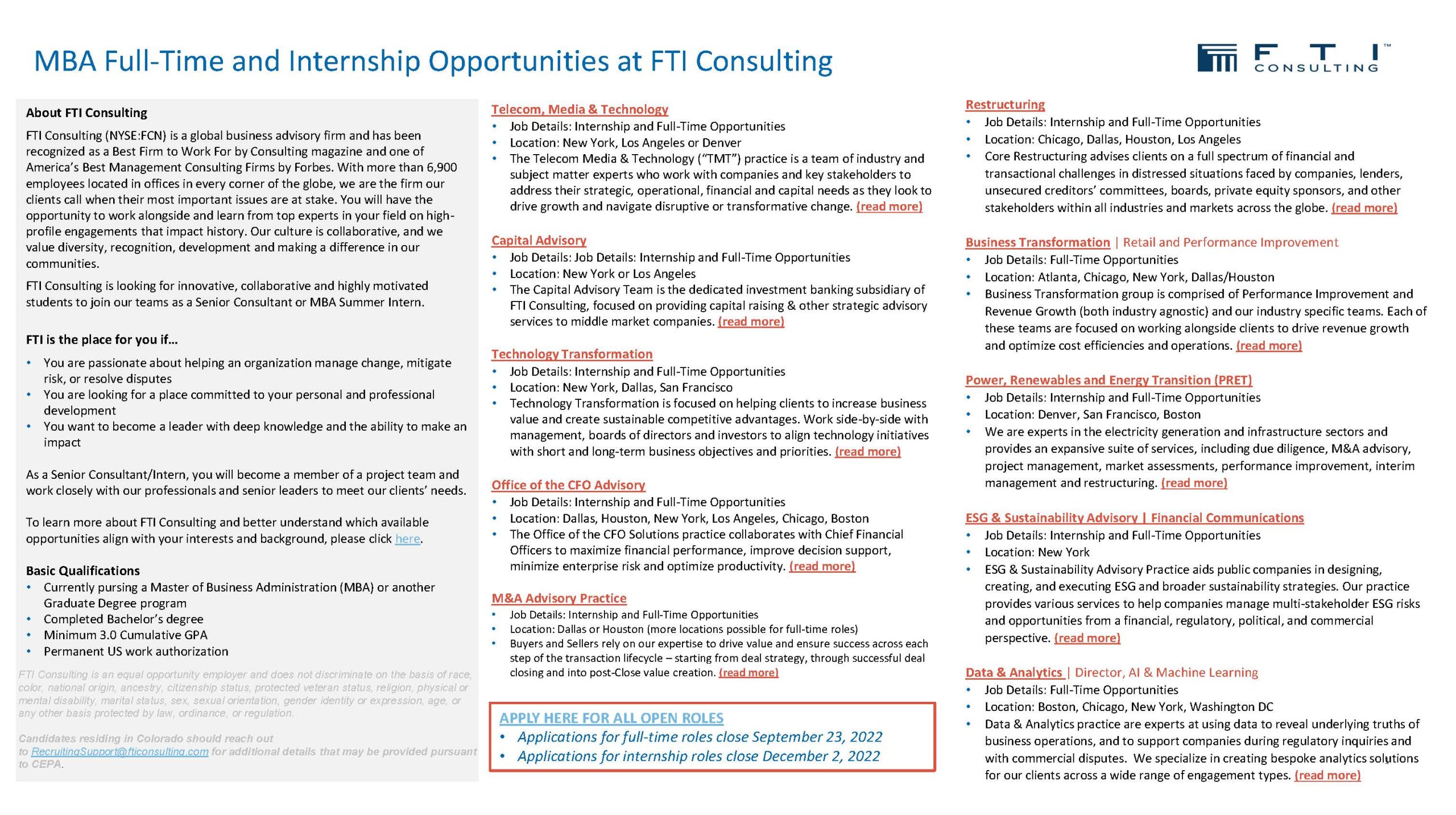 fti consulting internship