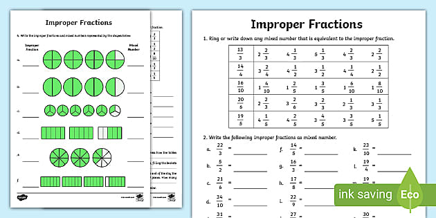 improper fractions to mixed numbers worksheet