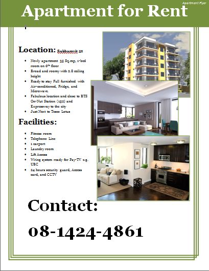 apartment for rent flyer