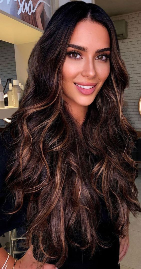 caramel highlights on black hair