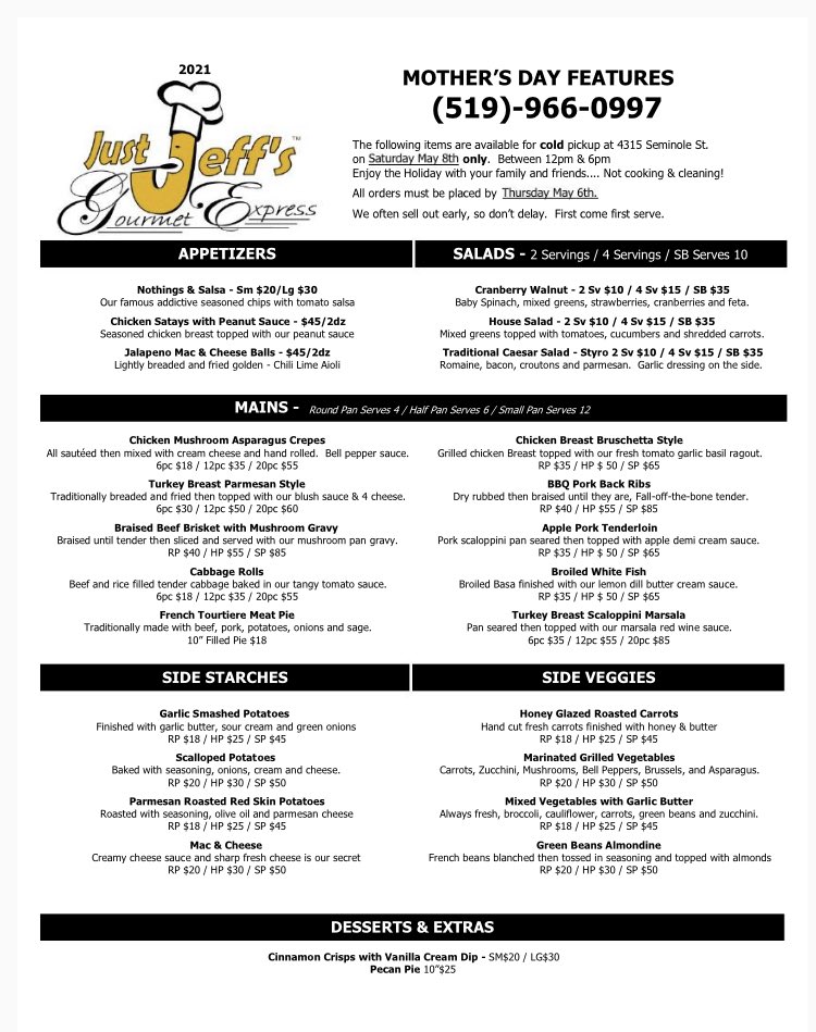 just jeffs gourmet express menu