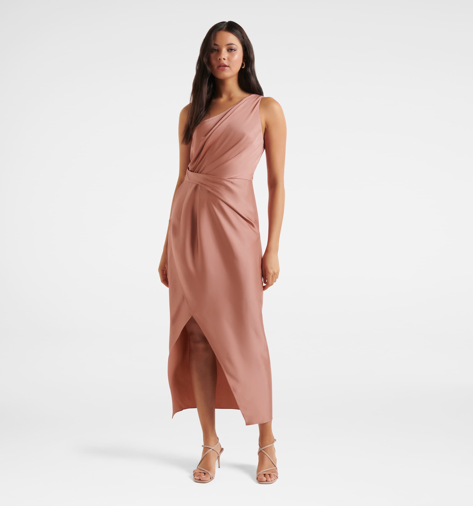 melissa one shoulder satin dress