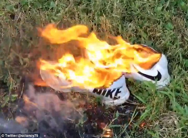 burning nike shoes