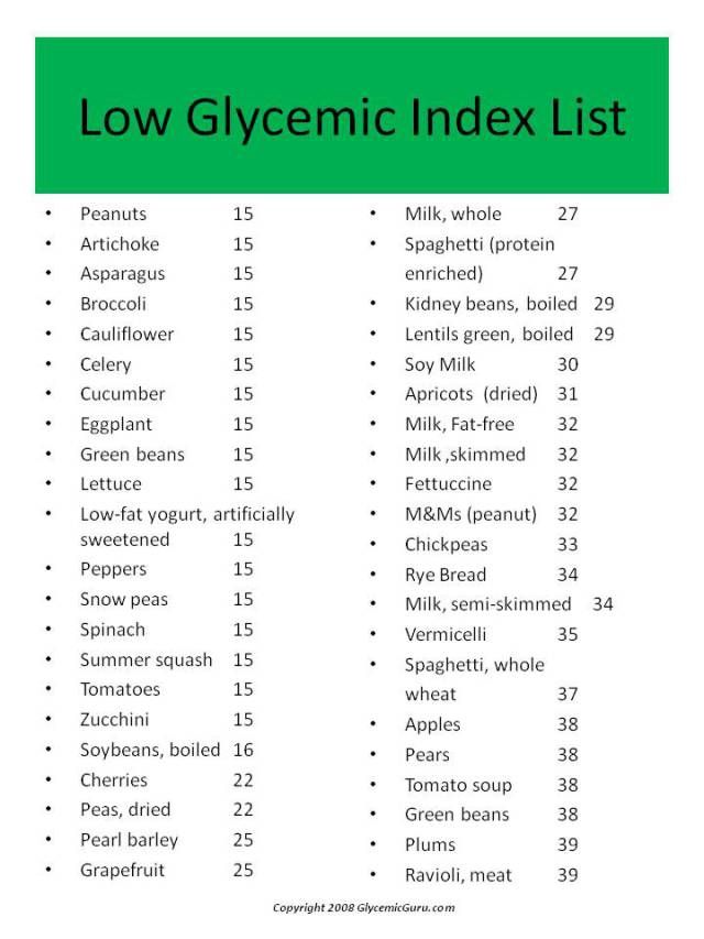 low gl foods list pdf