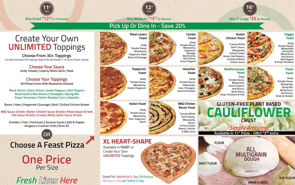 freshslice pizza calories