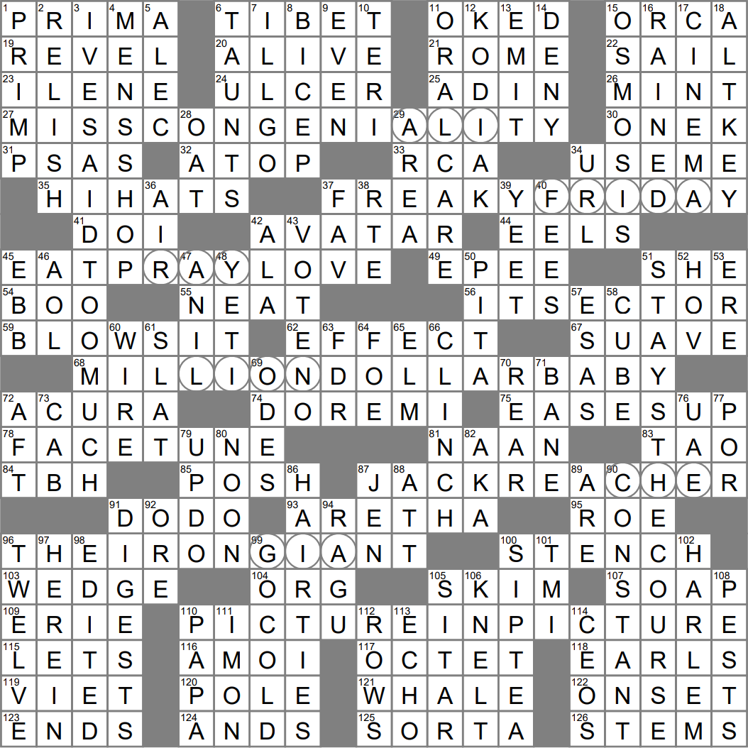 la crossword puzzle answers