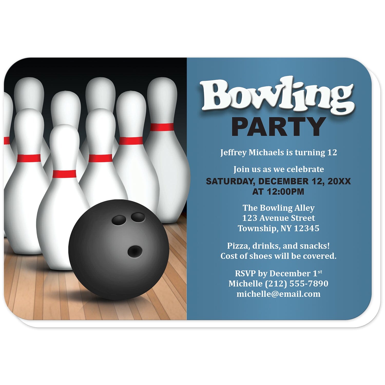 bowling birthday invitation