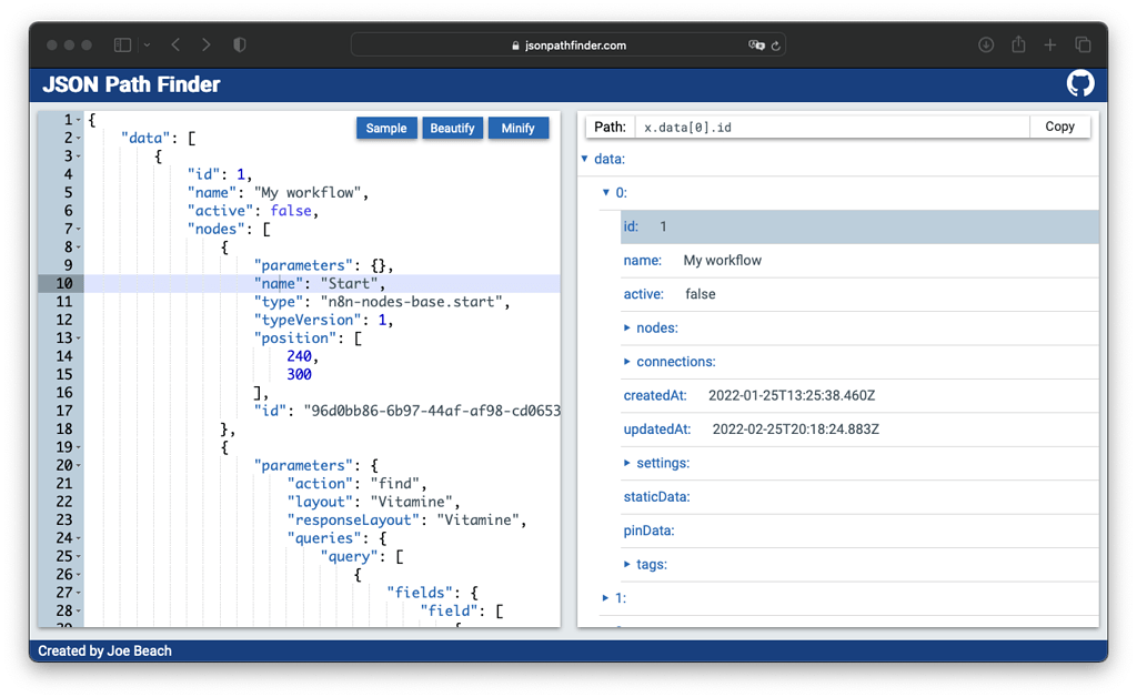 json pathfinder