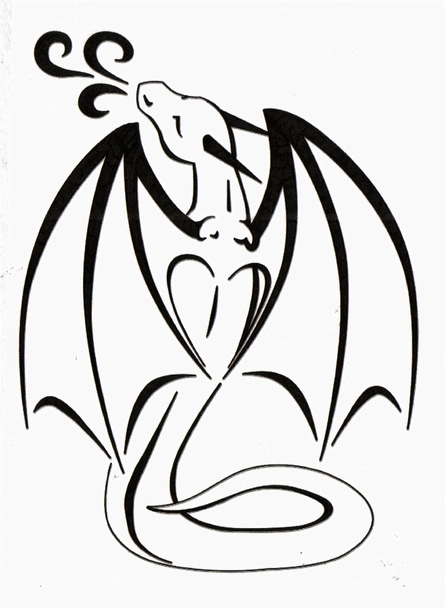 simple dragon heart tattoo