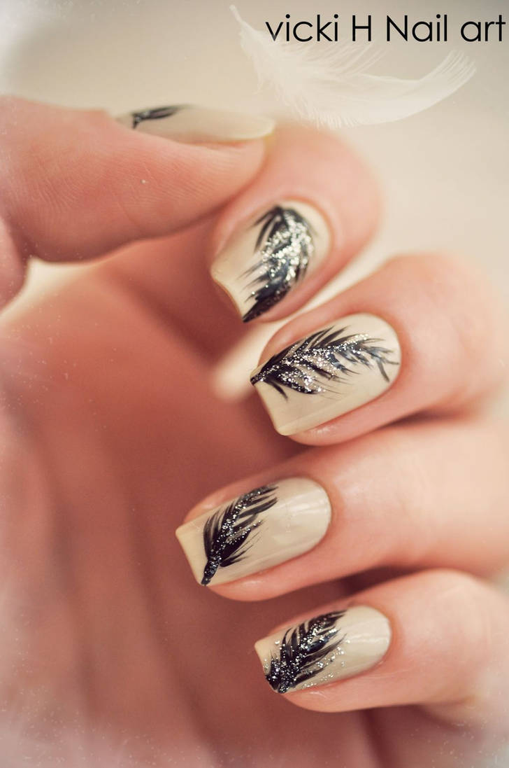 feather nail designs