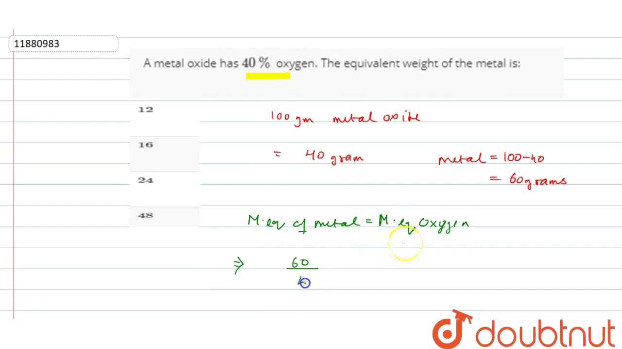 a metal oxide mo contains 40