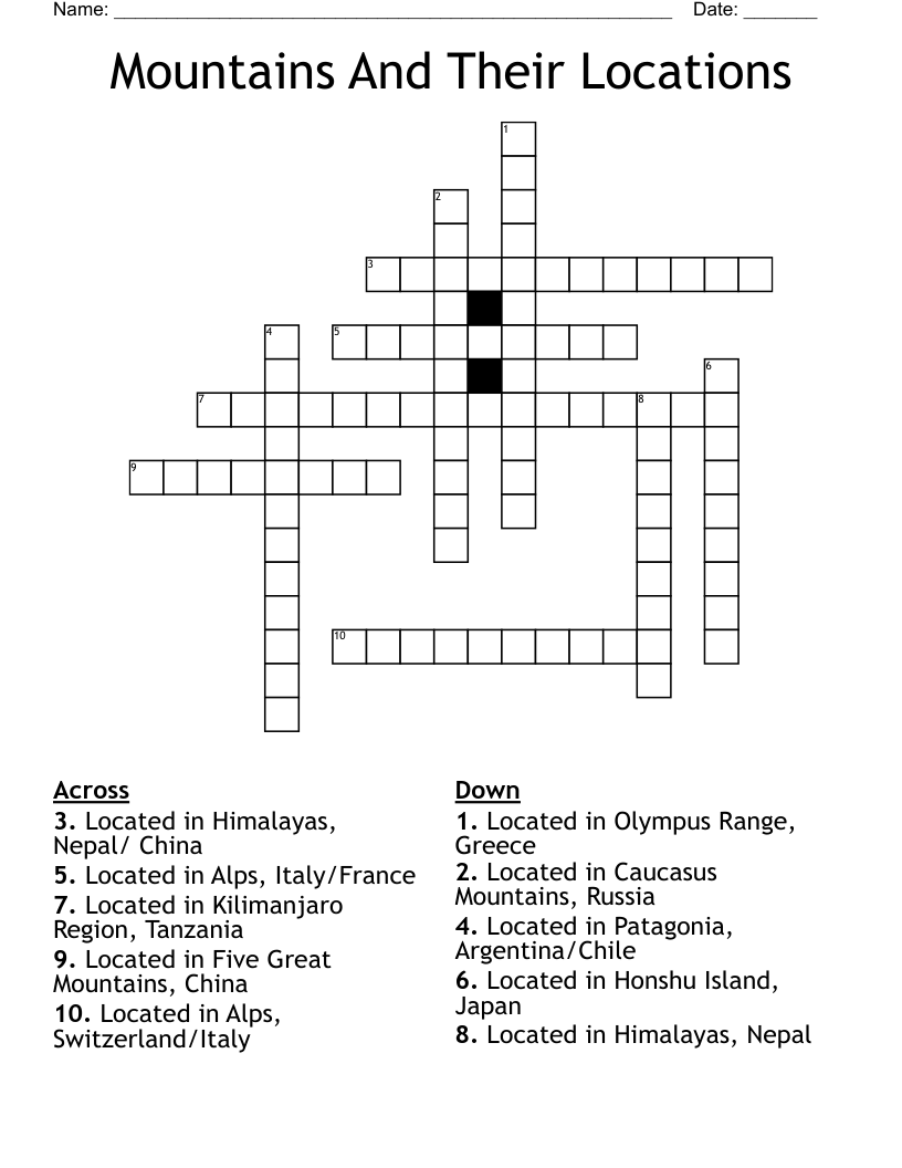 location crossword